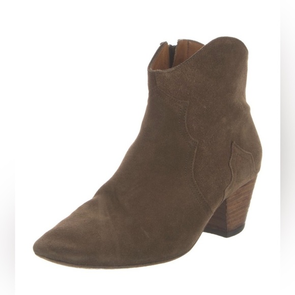 Isabel Marant Brown Dicker Suede Low Western Cowboy Boots sz 36.5 - Picture 6 of 9